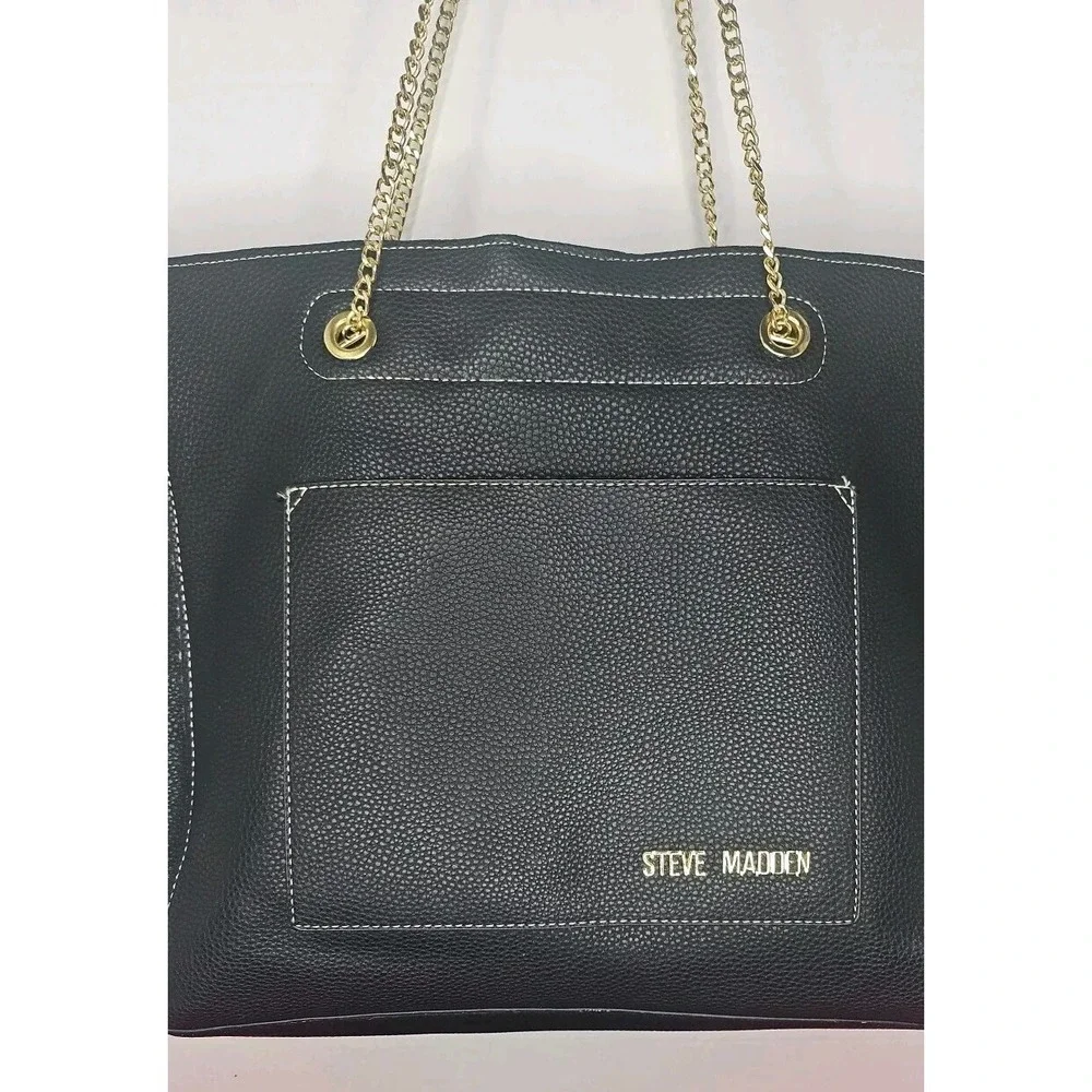 Steve Madden Black Faux Leather & Sherpa Travel Laptop Weeknd Bag‎ Large